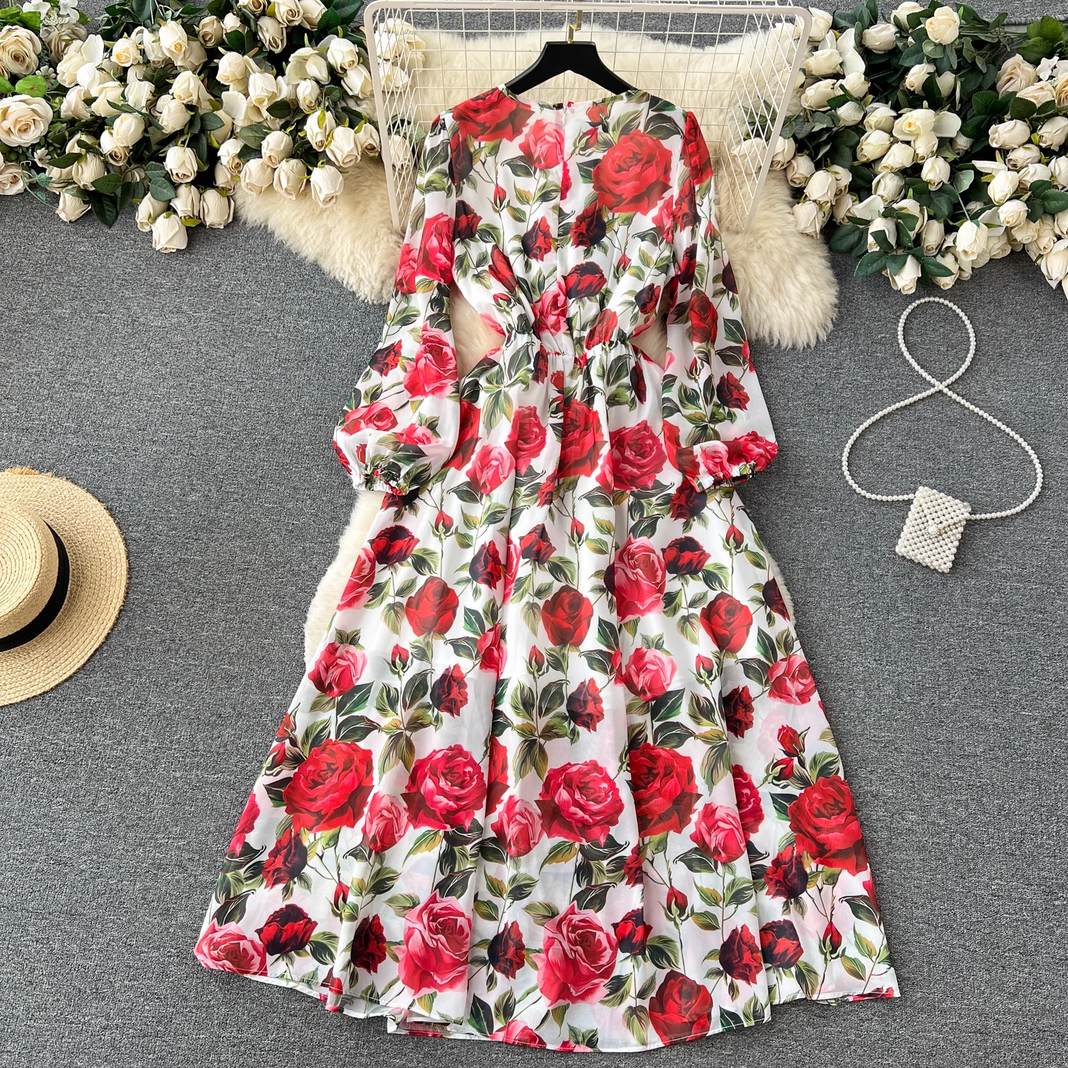 women's rose dress,