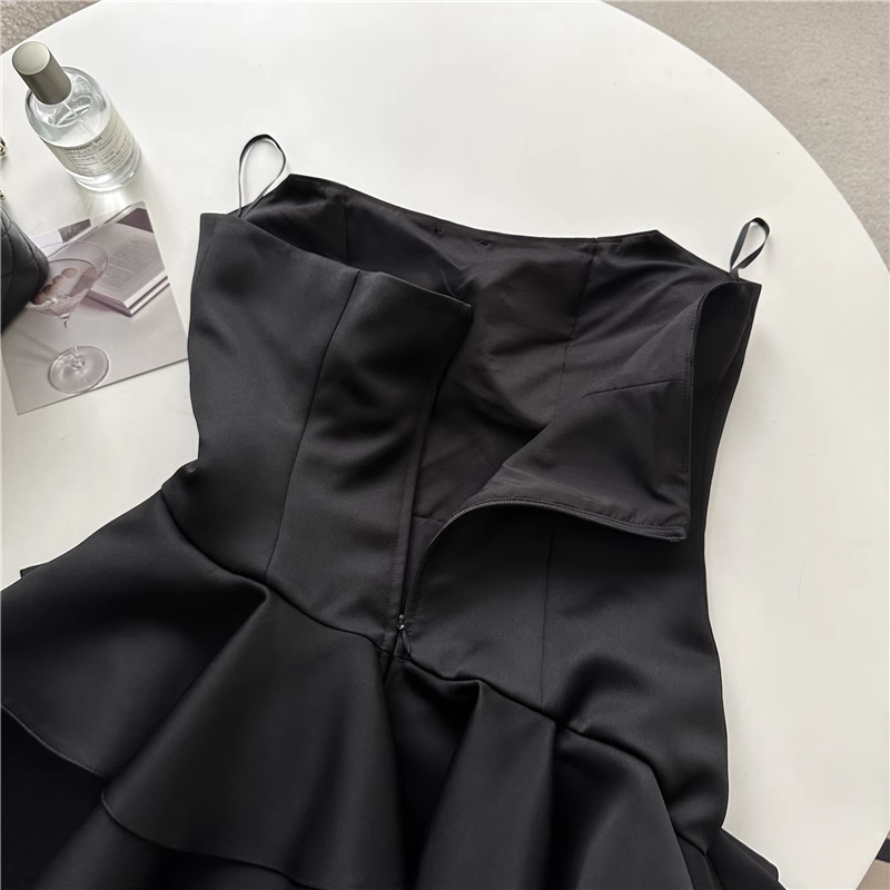 Chic A line black fashion summer dress ,