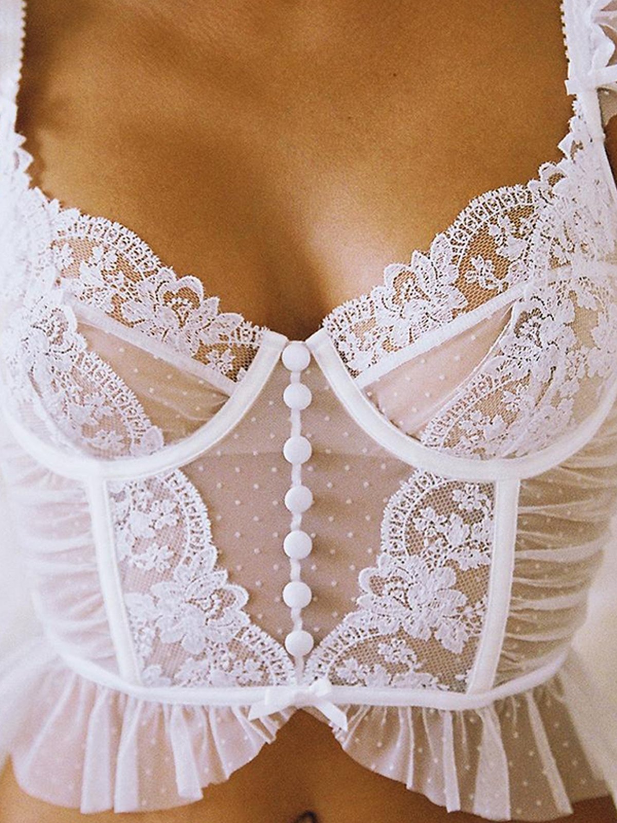 Kamela Ruffle Detail Lace Corset Top