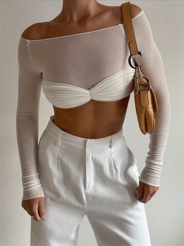 Karalyn Mesh Crop Long Sleeve Top