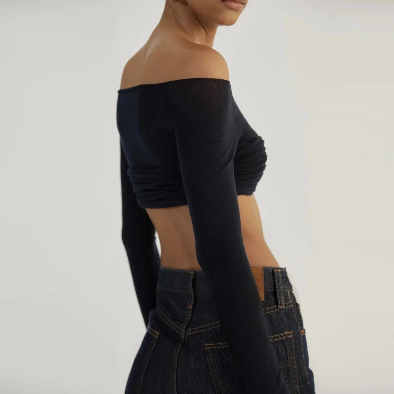 Karalyn Mesh Crop Long Sleeve Top