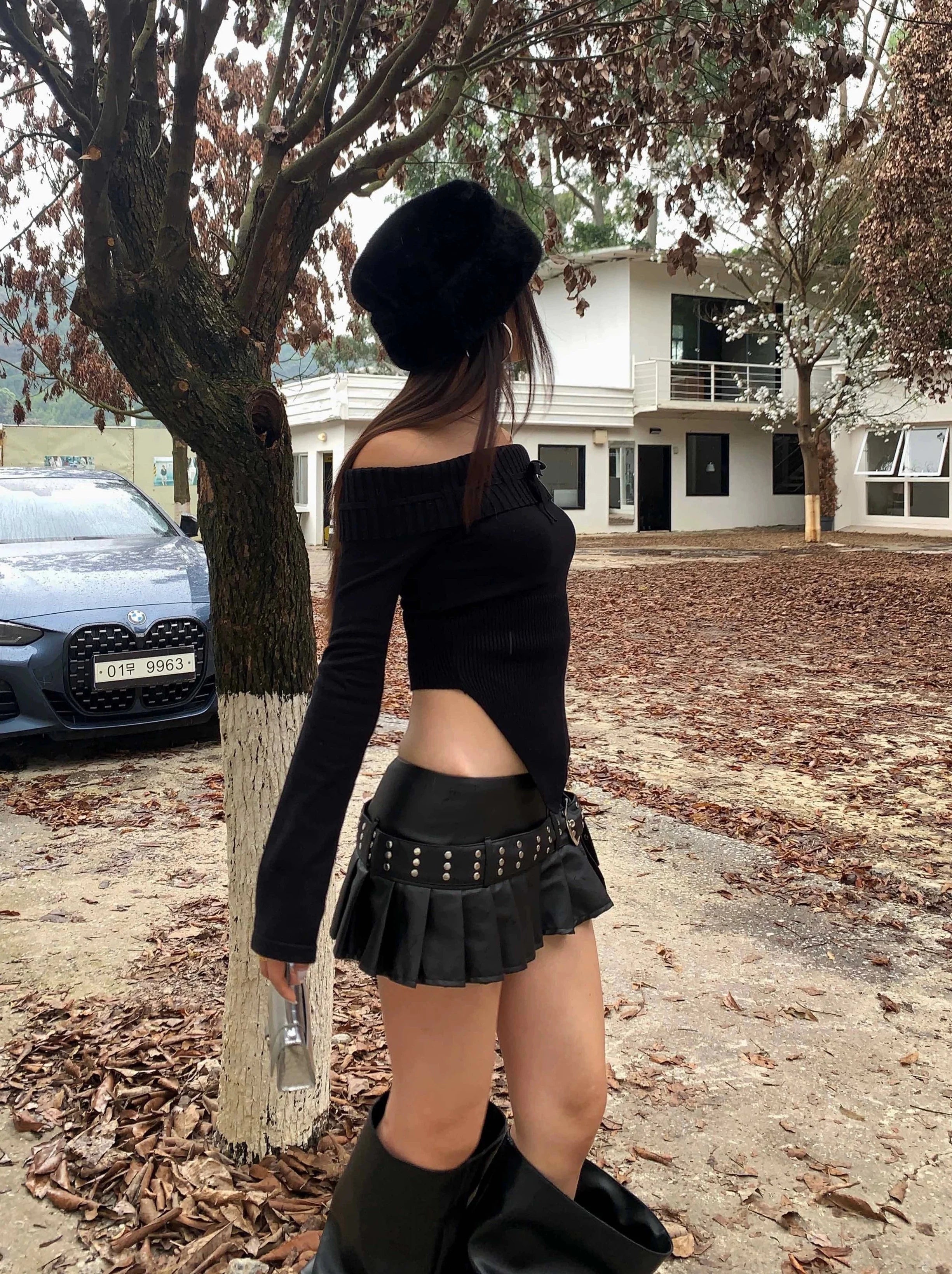 Kasie Leather Super Mini Skirt