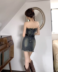 women's summer retro denim dress