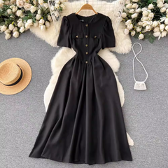 summer dress black short sleeve long dress