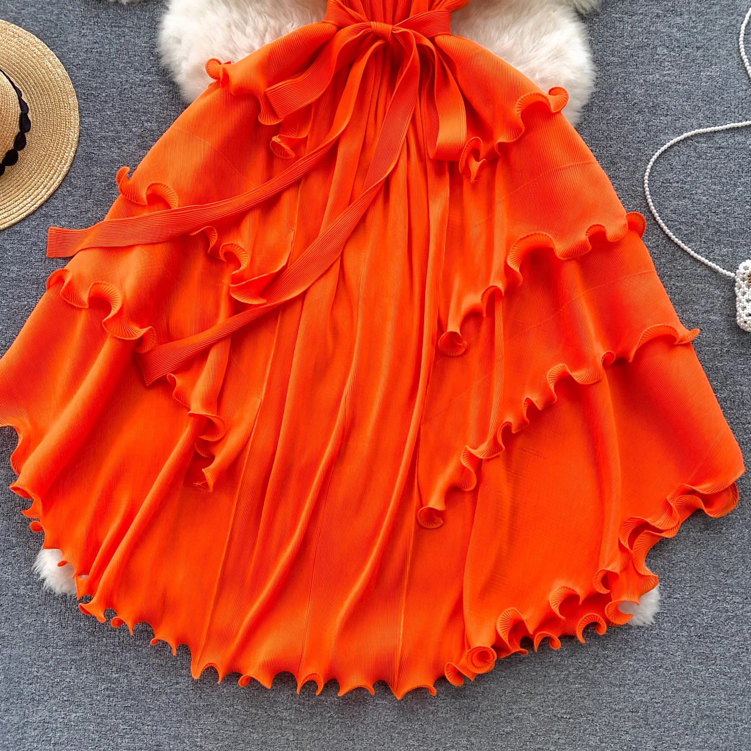 Summer orange chiffon dress