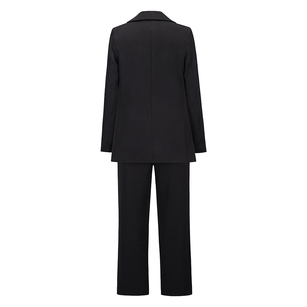 Large Lapel Double Breasted Blazer and Straight Pants Set