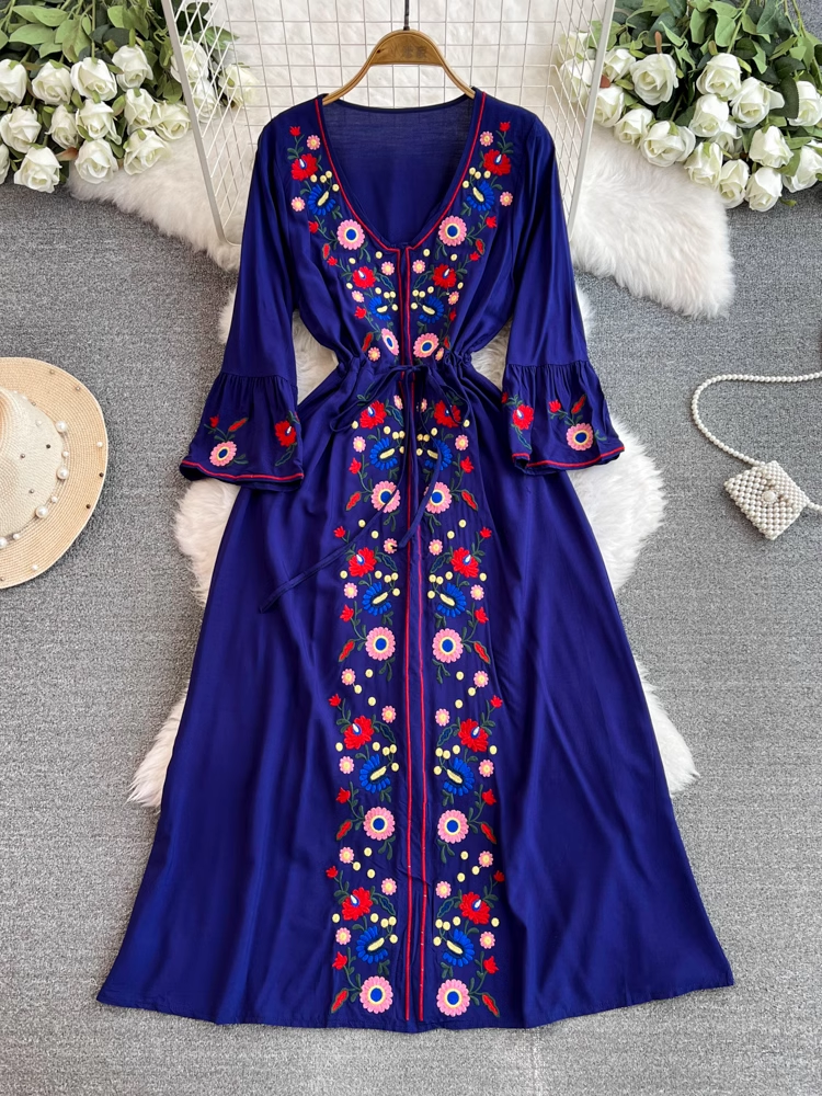 Bohemian Beach Maxi V Neck Dress