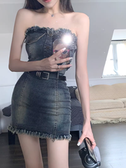 women's summer retro denim dress