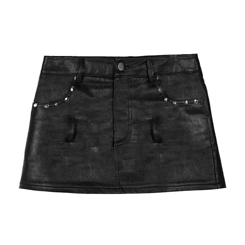 Myana Leather Mini  Skirt