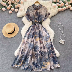 women's summer elegant printed dress ,