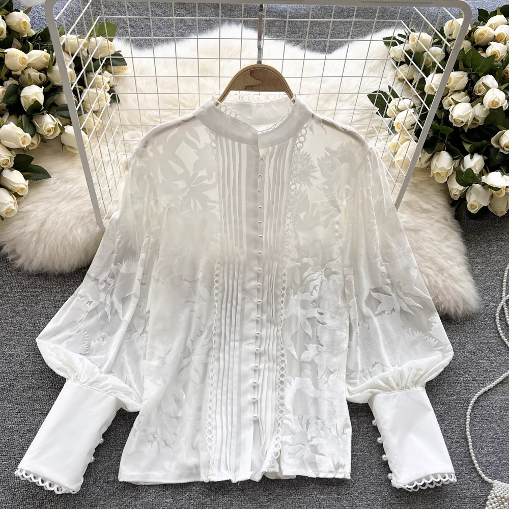 Women's Puff Sleeve Lace Blouses ,