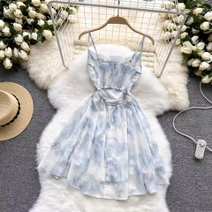 summer floral suspender dress,