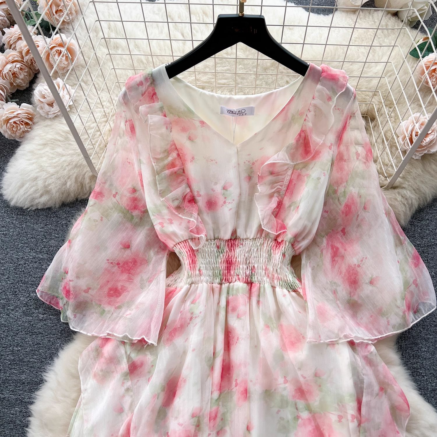 women's summer floral chiffon dress