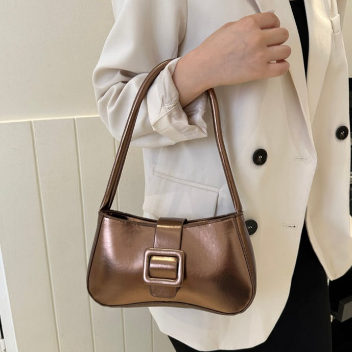 Cambrie Glossy Faux Leather Shoulder Bag