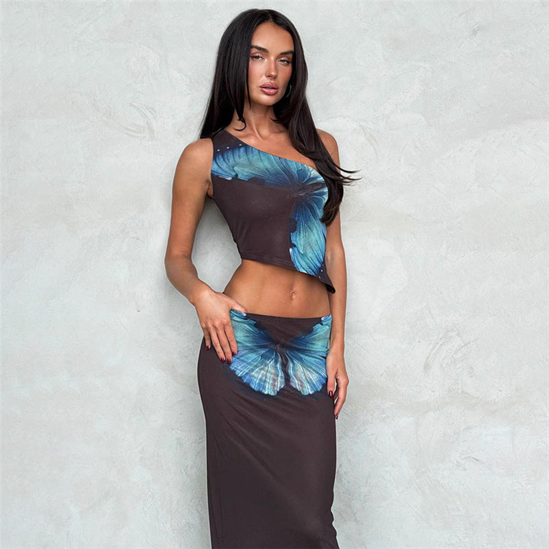 Ora Butterfly Print Maxi Skirt Set