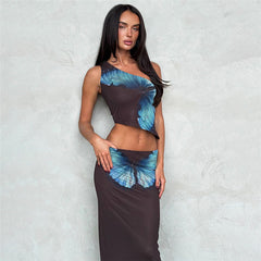 Ora Butterfly Print Maxi Skirt Set