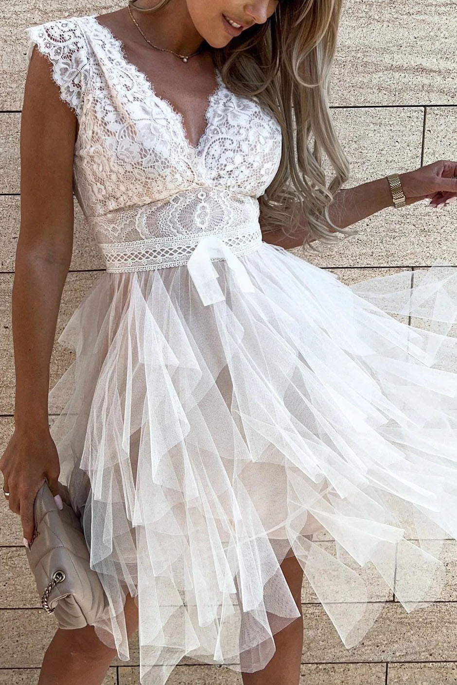 Infinite Beauty Lace Tulle Midi Dress