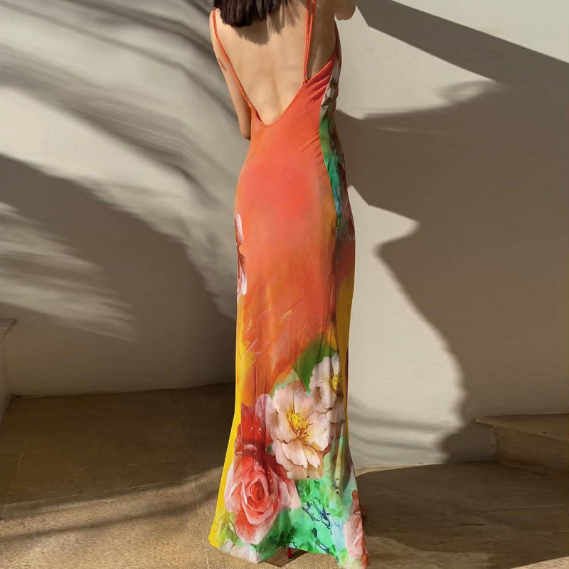 Ibtisam Backless Floral Maxi Dress