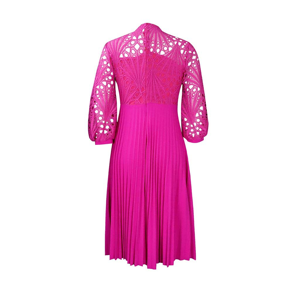 Lace Crochet Pleated Pleated Dress