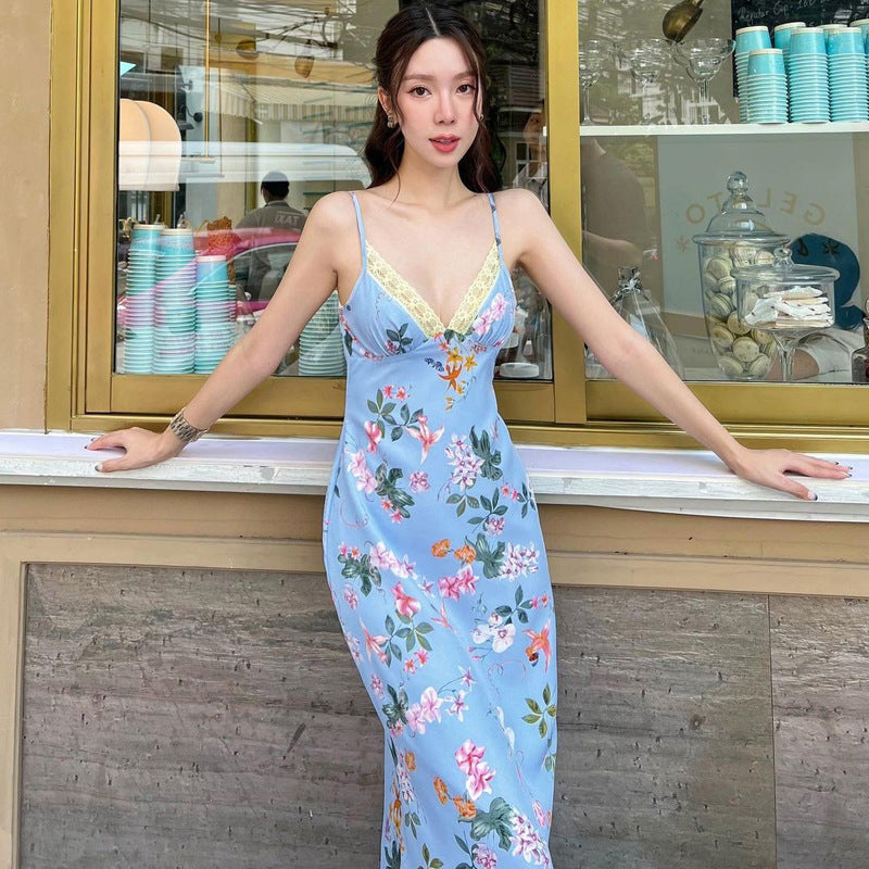 May V-Neck Floral Maxi Slip Dress