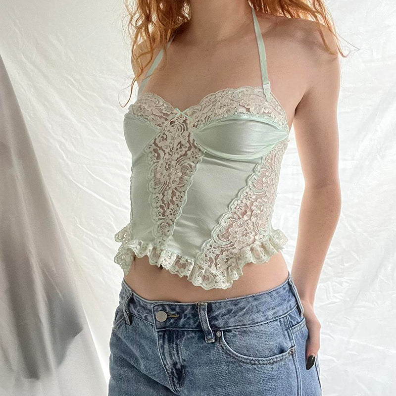 Hellen Lace Halterneck Crop Top