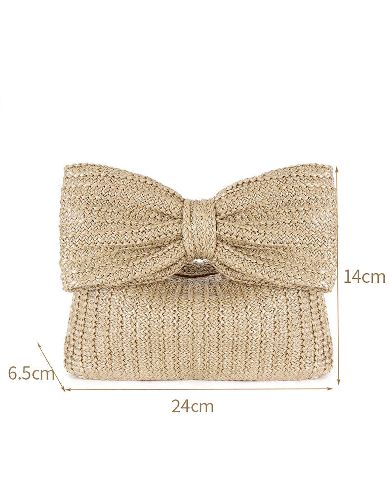 Bow Knot Woven Clutch