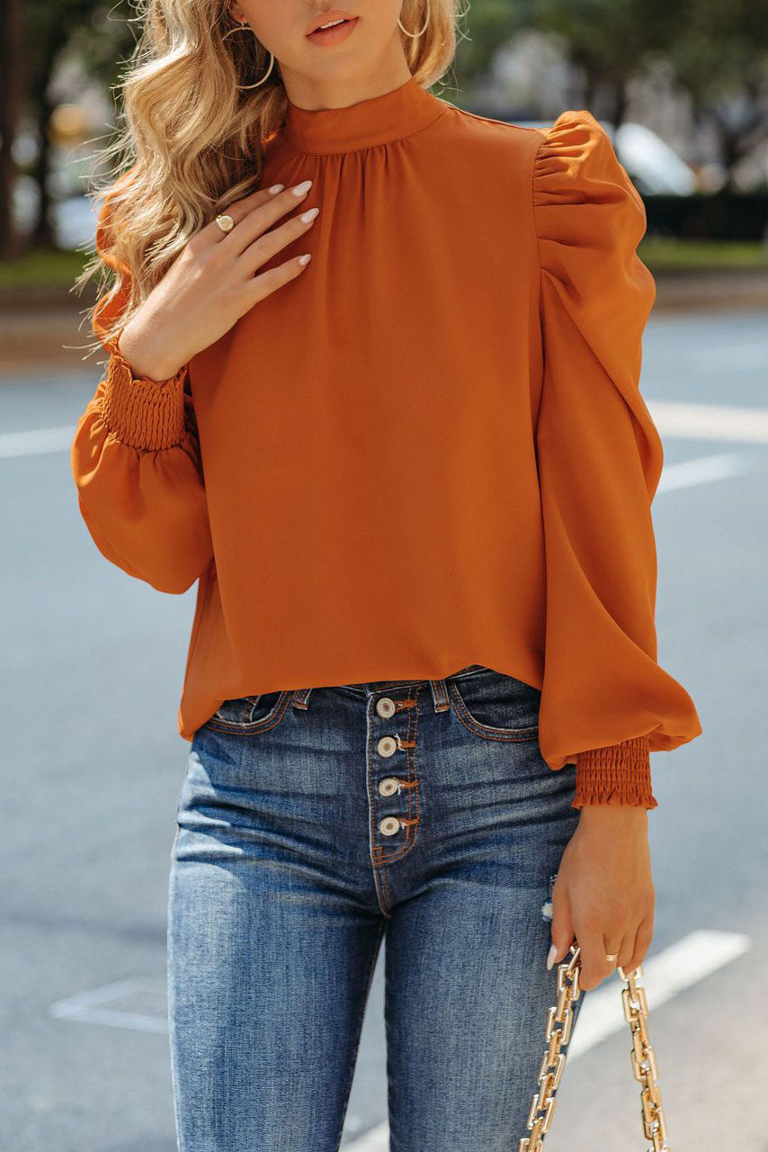 Be A Stand Out Brown Puff Sleeve Blouse