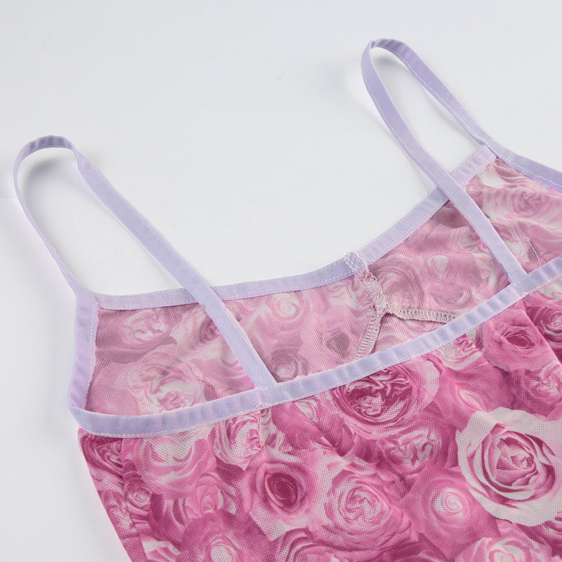 Zion Floral Print Mesh Tank Top