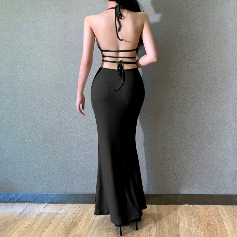 Knitted Backless Bandage Bodycon Midi Dress