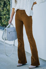 High-Rise Slim-Fit Corduroy Micro-Flare Pants