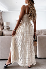 Just Hold On White Eyelet Midi Dress