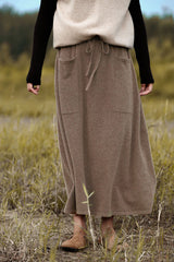 100% Pure Wool High-Waisted Pockets A-line Skirt