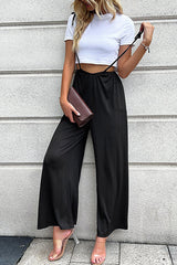 Black High Waist Lace-up Overalls Pants