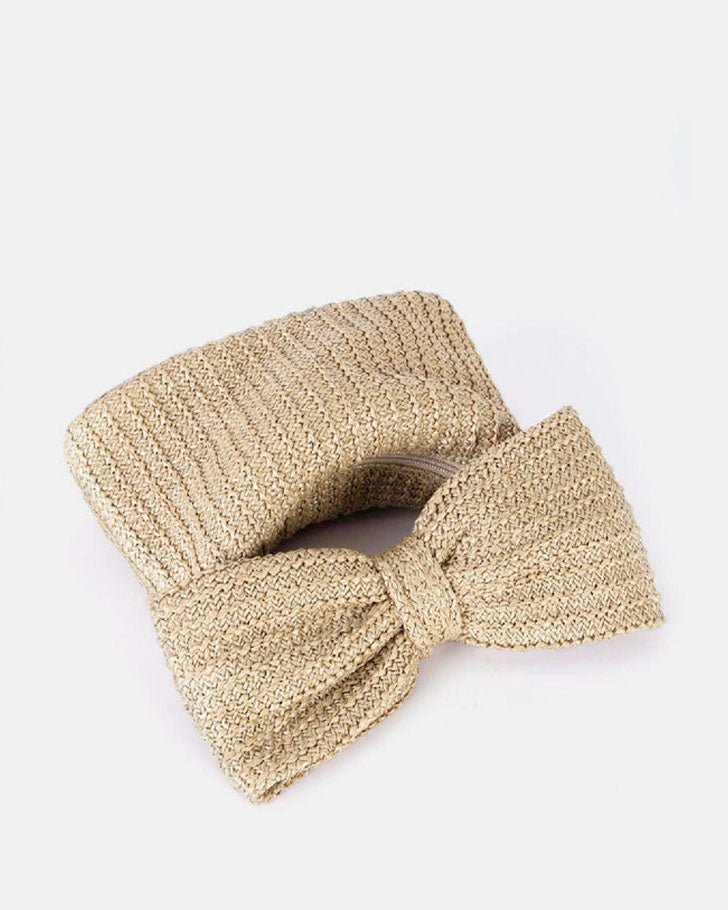 Bow Knot Woven Clutch