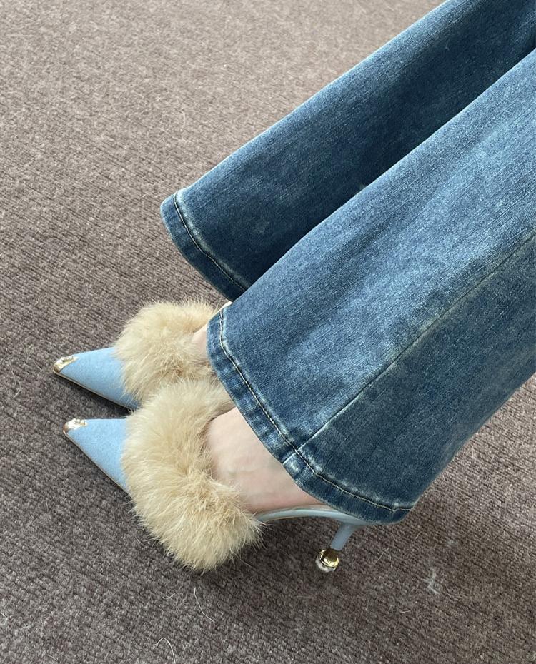 Shantel Fuzzy Pointed Toe Mules