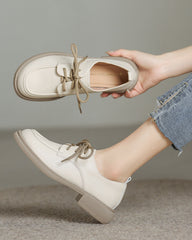 Lace-up vintage style round toe Mary Jane shoes