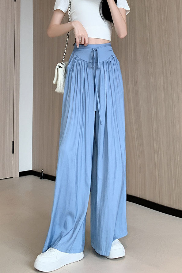 High-Waist Pleated Fluid Wide Leg Pants