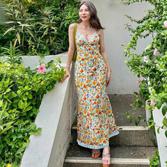 May V-Neck Floral Maxi Slip Dress