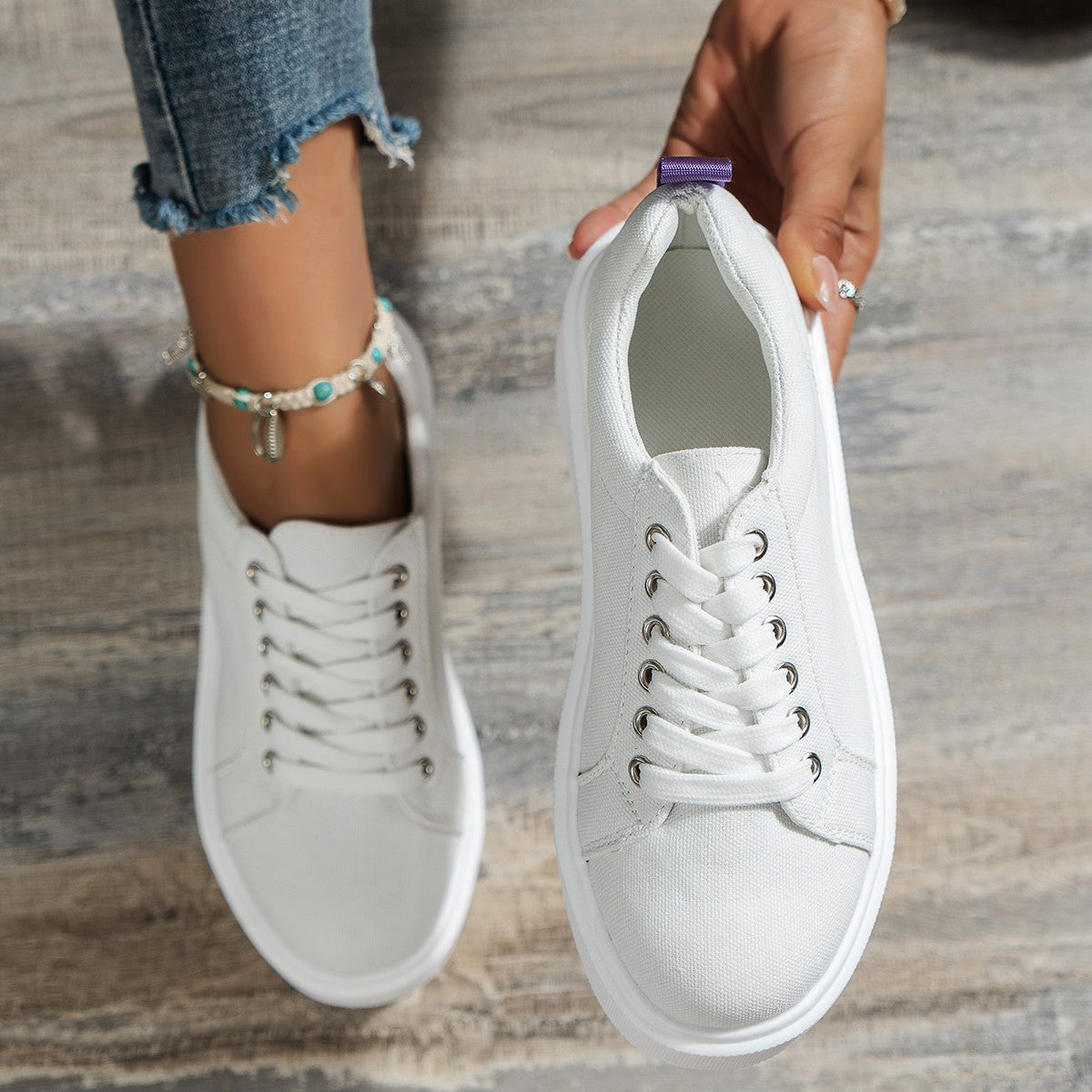 It's Time White Canvas Sneakers