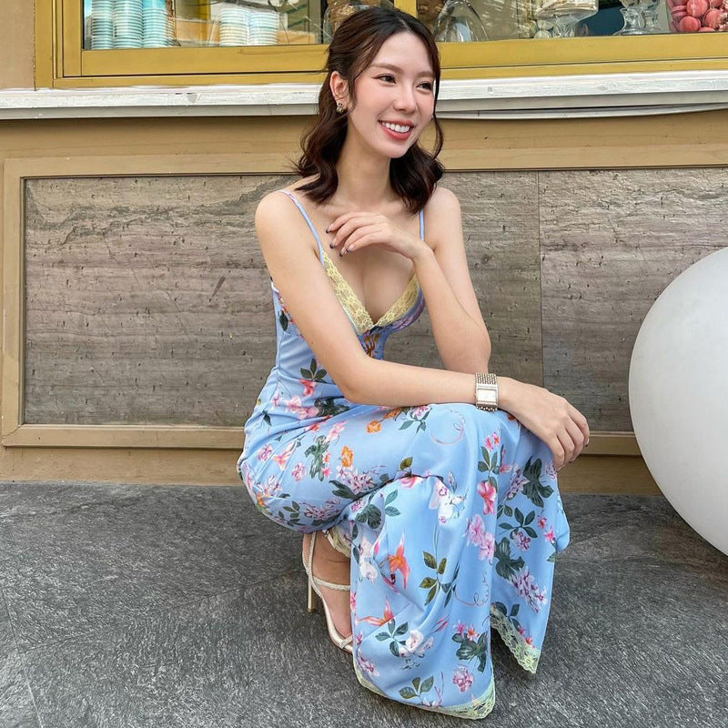 May V-Neck Floral Maxi Slip Dress