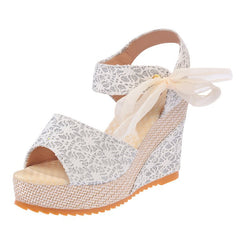 Lace Bow Wedges Sandals