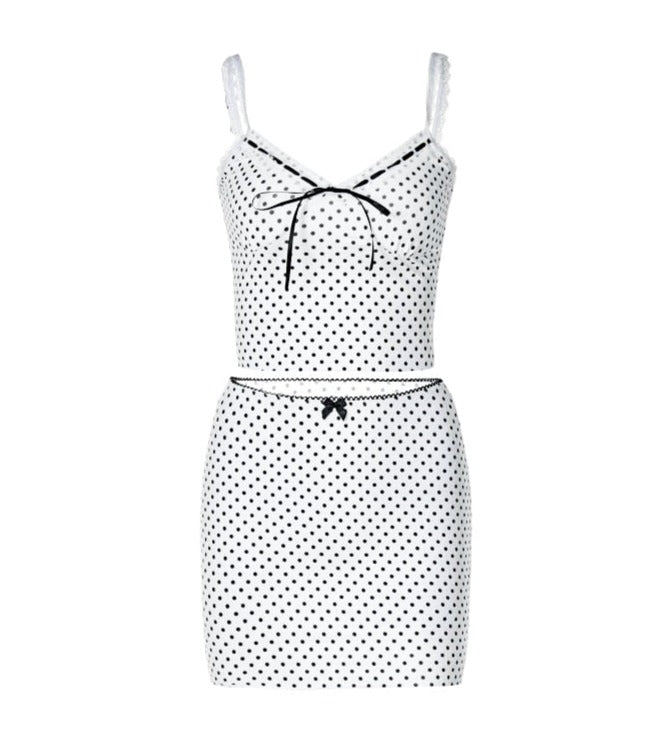 Joslyn Polka-Dot Mini Skirt Set