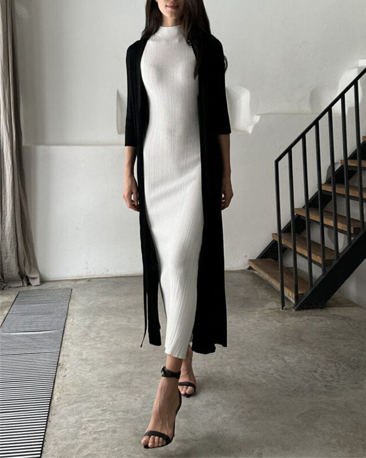 Knitted High Neck Sleeveless Bodycon Maxi Dress