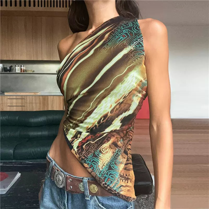 Ryann One Shoulder Printed Top