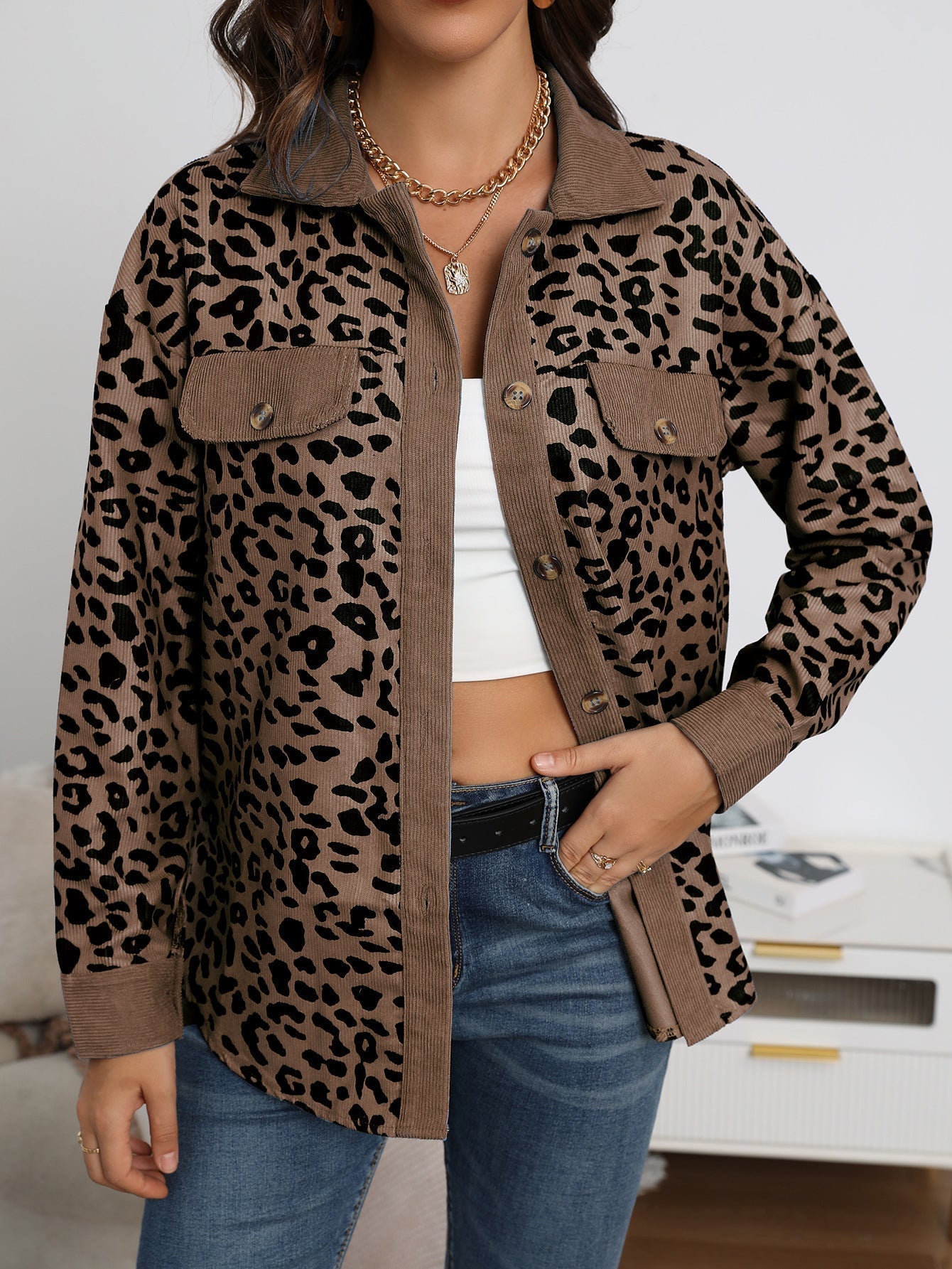 Best Of You Leopard Corduroy Shacket