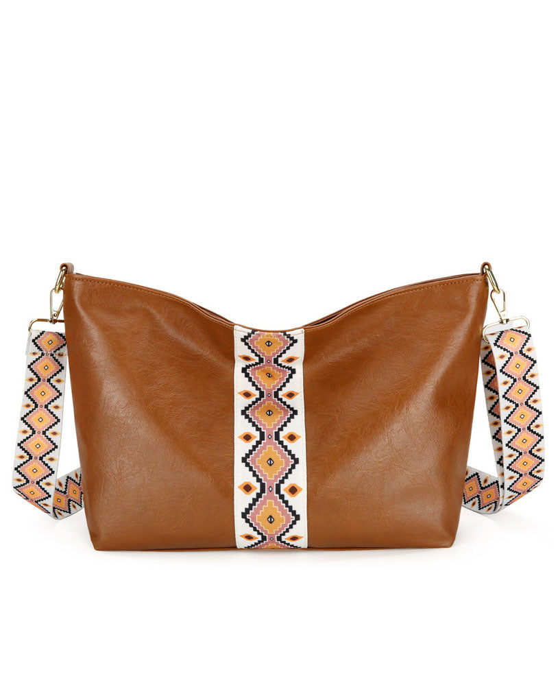 Bohemian woven strap crossbody messenger bag