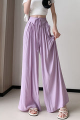 High-Waist Pleated Fluid Wide Leg Pants