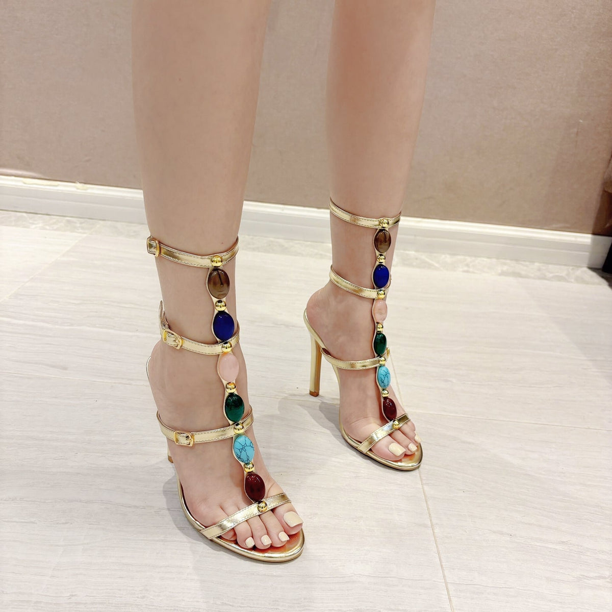 Nitara Gemstone Strappy Heels