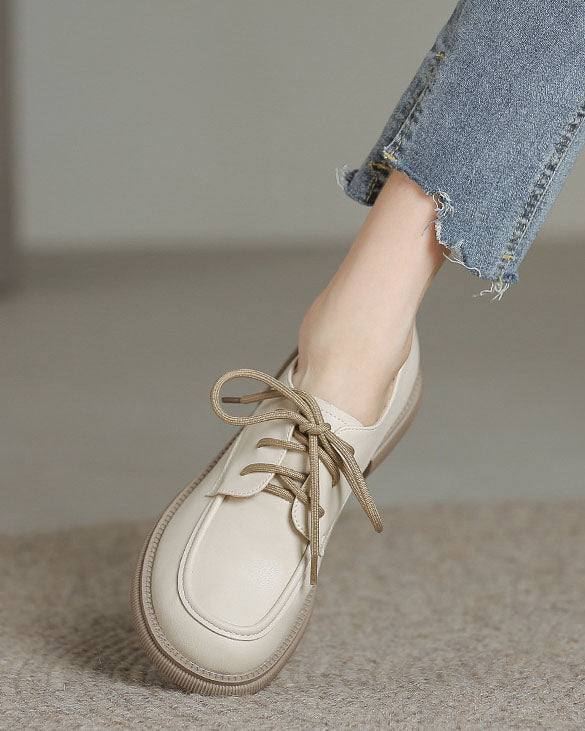 Lace-up vintage style round toe Mary Jane shoes