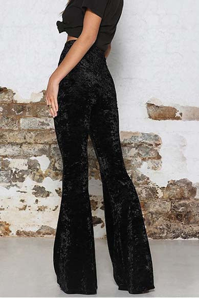 High Waist Velvet Casual Wide Leg Pants